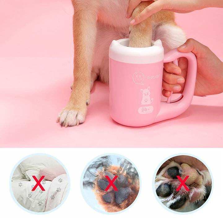 Vaso limpiador de patas de perro de silicona portátil