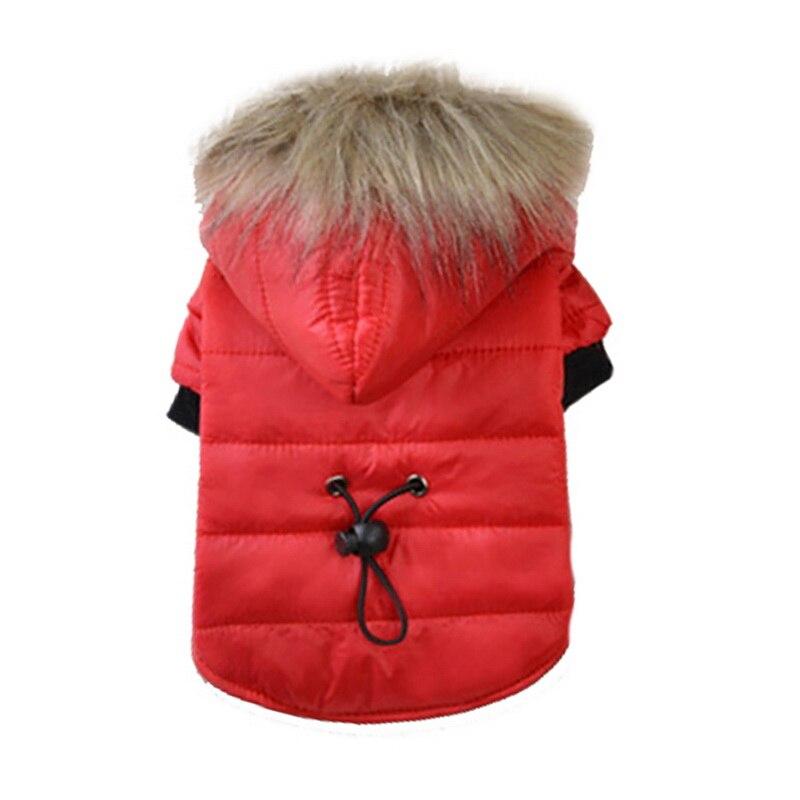 Abrigo de invierno para mascotas con capucha de piel cálida